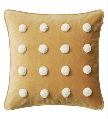 Velvet cushion cover Shimla yellow marsala with ivory polka dots 50x50cm - Nardini Forniture