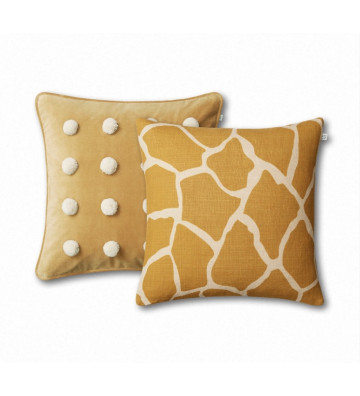 Velvet cushion cover Shimla yellow marsala with ivory polka dots 50x50cm - Nardini Forniture