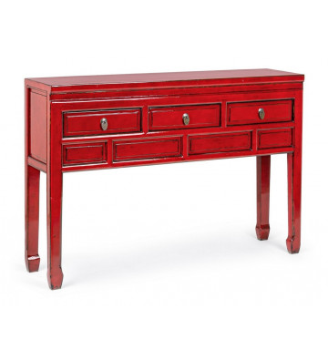 Consolle Jinan in legno rosso con cassetti 128x88cm - Nardini Forniture
