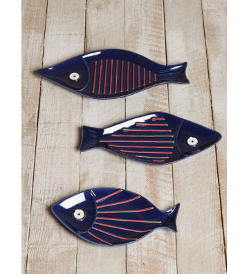 Piatto decorativo pesce blu e rosso - Chehoma - Nardini Forniture.