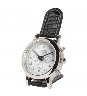 Bourgeois desk watch in black leather ø9xH16 cm