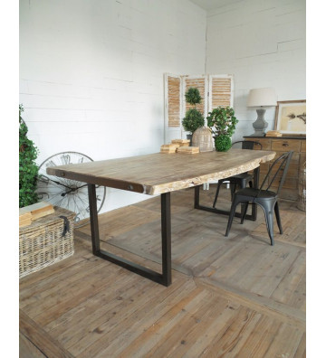 Brooklyn table in wood and iron 220x120xh.78 cm