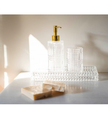 Cylindrical glass dispenser "Diamond" Ø7x12 cm - Andrea House - Nardini Forniture