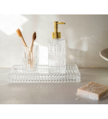 Glass brush holder Diamond Ø7x11 cm - Andrea House - Nardini Forniture