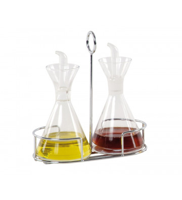 Oil and glass vinegar set with metal support - Andrea House - Nardini Forniture