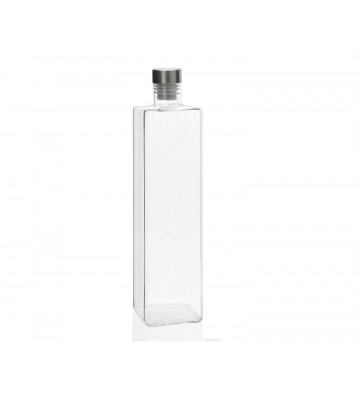 Rectangular glass water bottle with 1,5L cap