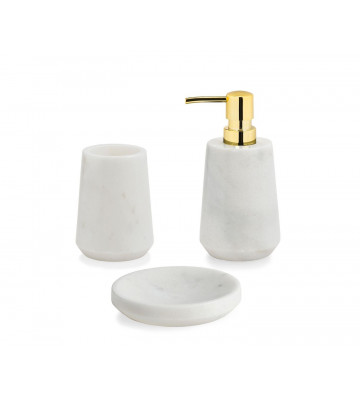 Dispenser in white and gold marble Ø8.5x17 cm