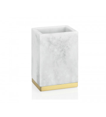 Rectangular brush holder in white and gold marble 7x5x11 cm - Andrea House - Nardini Forniture