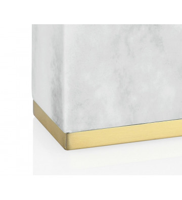 Square toothbrush holder in white and gold marble 7x5x11 cm