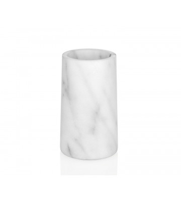Circular brush holder in white marble Ø7,5x12.5 cm - Andrea House - Nardini Forniture