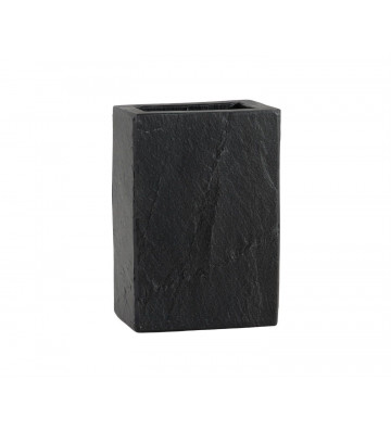 Portaspazzolino rettangolare in ardesia nera naturale 7,5x5x11 cm - Andrea House - Nardini Forniture