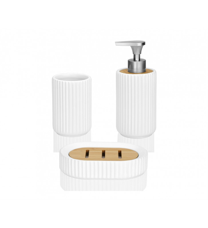 White dispenser with relief lines and bamboo - Andrea House - Nardini Forniture