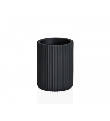 Embossed black ceramic brush holder - Andrea House - Nardini Forniture