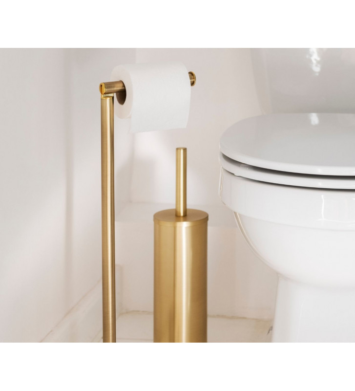 Bathroom brush in gold stainless steel Ø9x40,5 cm - Andrea House - Nardini Forniture