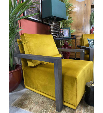 Poltrona Luigi in legno e velluto giallo 79x81x93cm - Passe Partout - Nardini Forniture