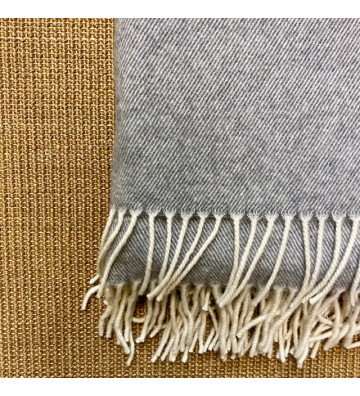 Plaid frangiato grigio in lana e cashmere 140x180cm - Nardini Forniture