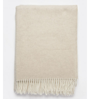 Plaid ivory fringe in wool and cashmere 140x180cm - Nardini Forniture