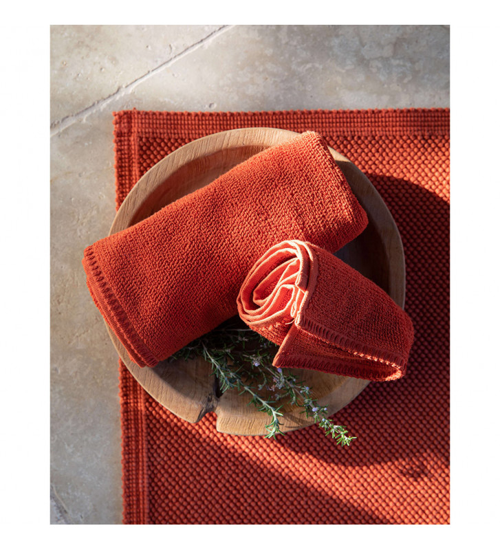 Tappeto da bagno in cotone rosso corallo - Etia Vivaraise - LivingDecò