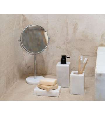 Magnifying mirror with white marble base Ø20x34 cm - Andrea House - Nardini Forniture