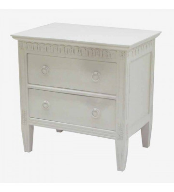 White wooden bedside table with double drawer 57x39.5cm - Nardini Forniture