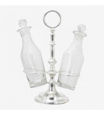 Oil and vinegar set in steel and glass 14x8x21cm - Nardini Forniture