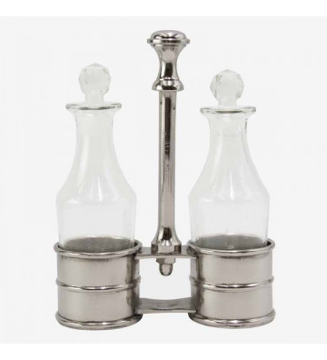 Oil and vinegar set in glass and steel 14x18cm - Nardini Forniture