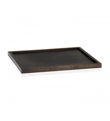 Vassoio quadrato e piatto in legno scuro 28x28cm - Andrea House - Nardini Forniture