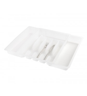 White plastic moldable cutlery tray