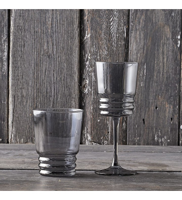 Water Glass 380ml Grey Glass Rings - Nardini Forniture