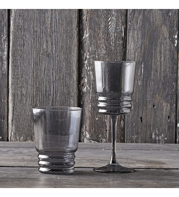 Water glass Rings in gray glass 380ml