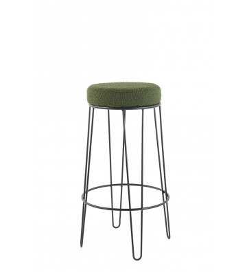 Alice stool in green bouclè Ø41x73cm