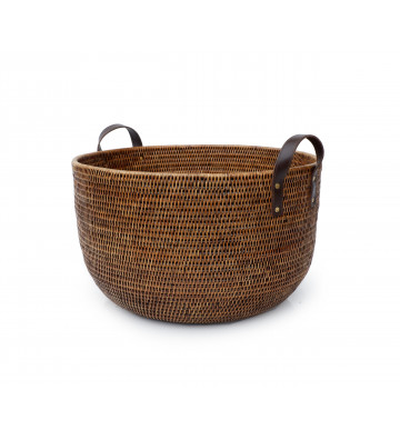 Basket Coco in dark brown rattanØ50x30 cm - Nardini Forniture