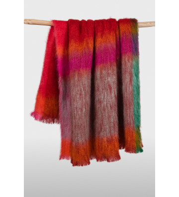 Rozco Mohair blanket red and green shade 130x200cm