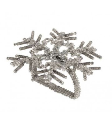 Snowflake tie in silver and beads Ø4cm - Cote table - Nardini Forniture
