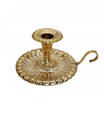 Gold candle holder with saucer 14x5.5cm - Nardini Forniture