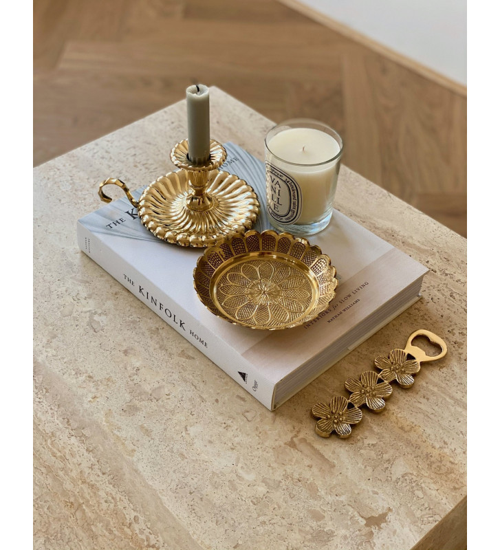 Portacandela oro con piattino 14x5,5cm - Nardini Forniture