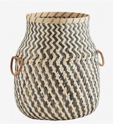 Grey/green and natural bamboo basket 32x42cm - Nardini Forniture