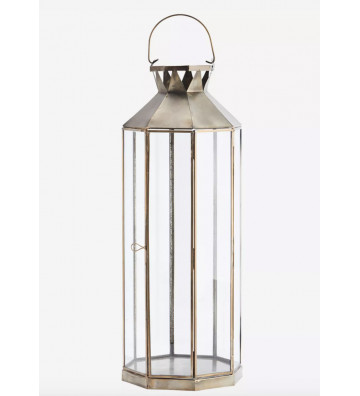 Lanterna in ferro oro e vetro 20x52cm - Nardini Forniture