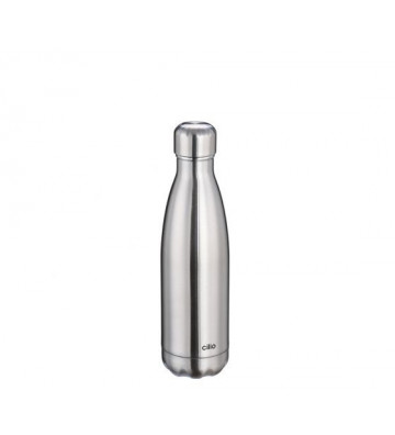 Round silver stainless steel thermal bottle 0.50L