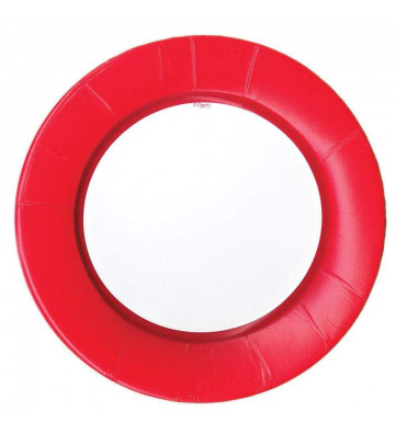 Round paper plate with red border - 8pcs