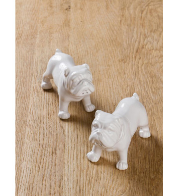 White ceramic bulldog salt and pepper - Chehoma - Nardini Forniture