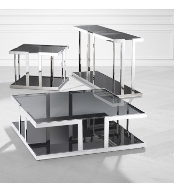 Treasure console steel and black glass 150x40xH74cm - Eichholtz - Nardini Forniture