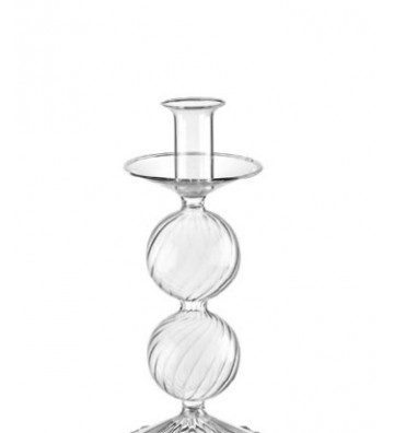 Porta candele in vetro con bolle medio Ø9xH21cm - L'oca Nera - Nardini Forniture