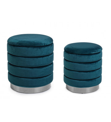 Pouf container silver and blue / +2 size - Nardini Forniture