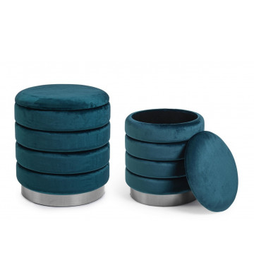 Pouf container silver and blue / +2 size - Nardini Forniture