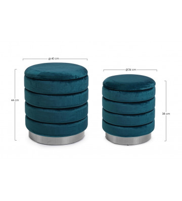Pouf container silver and blue / +2 size - Nardini Forniture