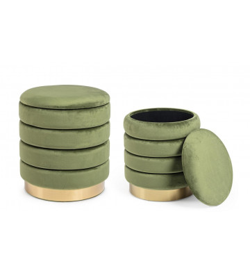Pouf contenitore oro e verde / +2 dimensioni - Nardini Forniture
