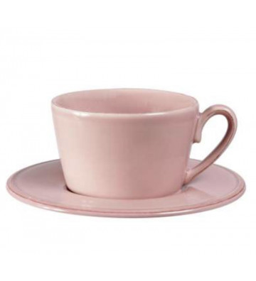 Tazza da thè in ceramica rosa con piattino - Cote table - Nardini Forniture