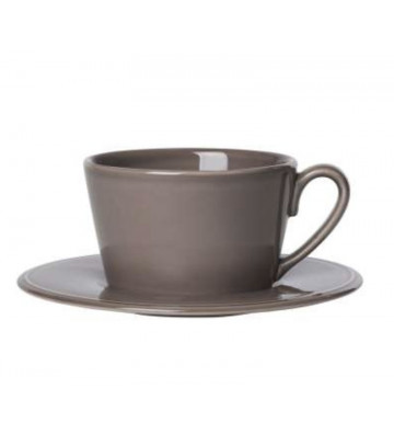 Brown ceramic teacup with saucer - Cote table - Nardini Forniture