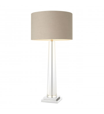 Oasis table lamp in transparent crystal and ivory lampshade H103cm - Eichholtz - Nardini Forniture
